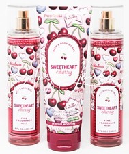 Bath  Body Works Sweetheart Cherry Fine Fragrance Body Mist Spray Cream 3pc Set