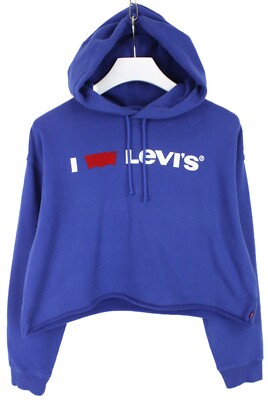 LEVI'S Hoodie Damen S (SMALL) Cropped Oversize Logo Blau