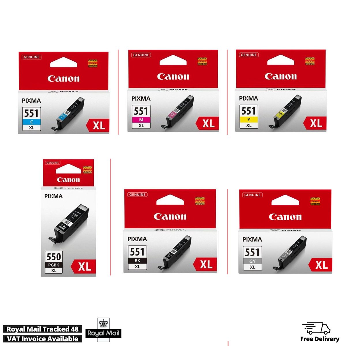 Caidi - Cartucce Di Inchiostro Compatibili Con Canon PGI-550 / CLI-551 Pixma IP-7200 IP-7250 IX-6850 MG-5450 MG-5500 MG-5550 MG-5600 MG-5650 MG-5655 MG-6450 MG-6650 MX-720 MX-725 MX-920 MX-925 4 SET - Foto 5