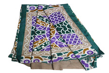 Indian Dress Women Wrap Printed Sari Used Gray Vintage Sewing Georgette Saree 5Y