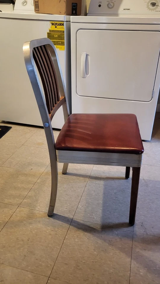 Par de sillas laterales Shaw-Walker vintage de arce, aluminio y vinilo casi como nuevas Foto 2 de 4