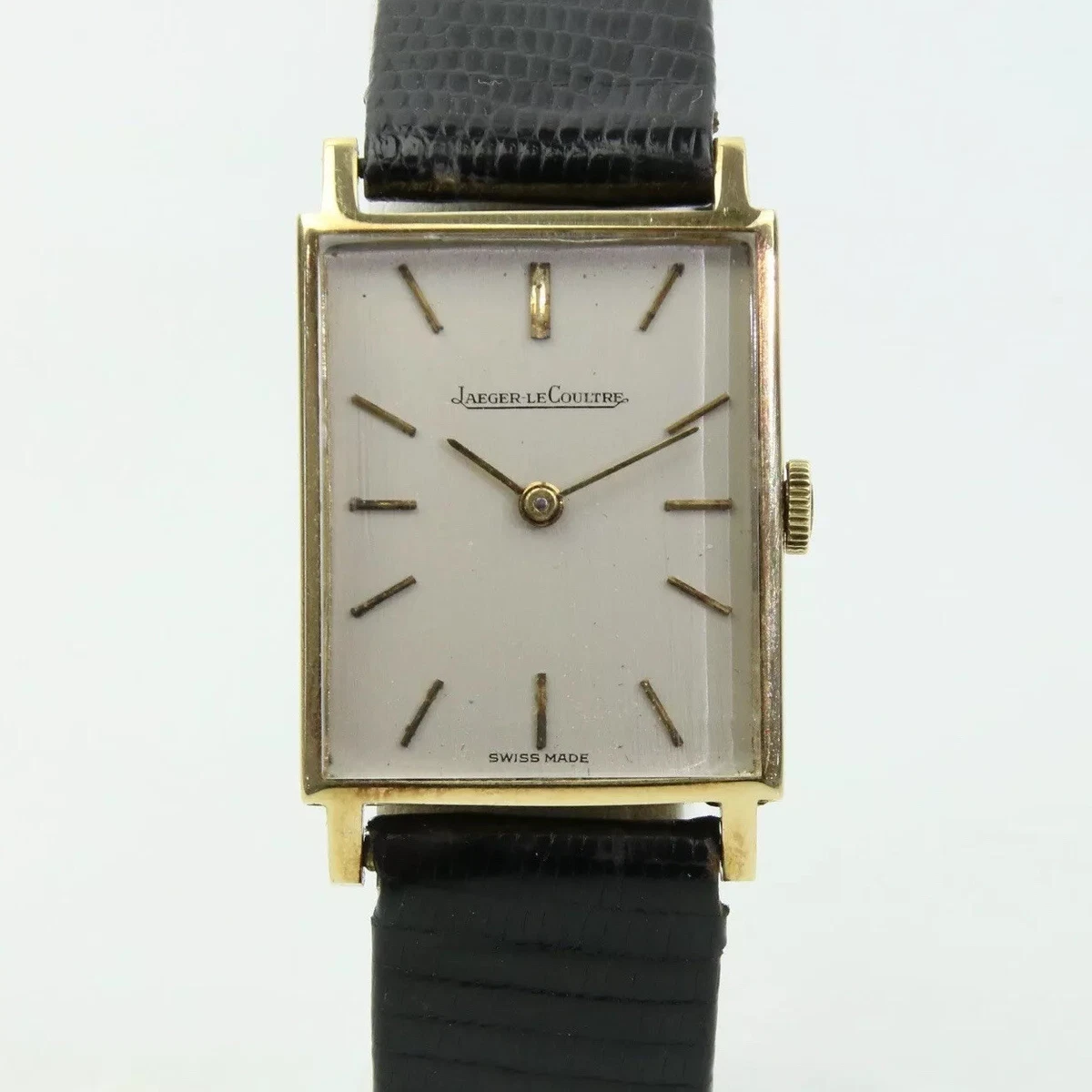Vintage Jaeger LeCoultre 18ct Yellow Gold Mechanical Rectangular Watch 1960s