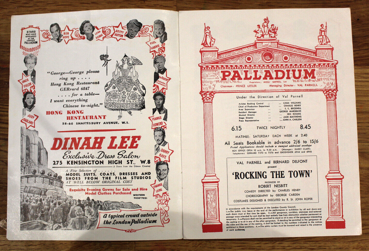London Palladium Programme Rocking The Town -Harry Secombe Winifred Atwell  1956 | eBay UK