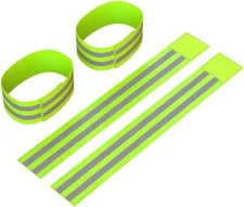 Reflective Ankle Bands (4 Bands/2 Pairs) | High Visibility and Neon Yellow 