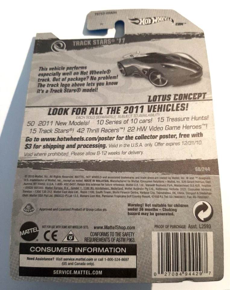 Hot Wheels 2011 Track Stars Lotus Concept 88/244 nuevo en paquete Foto 2 de 2