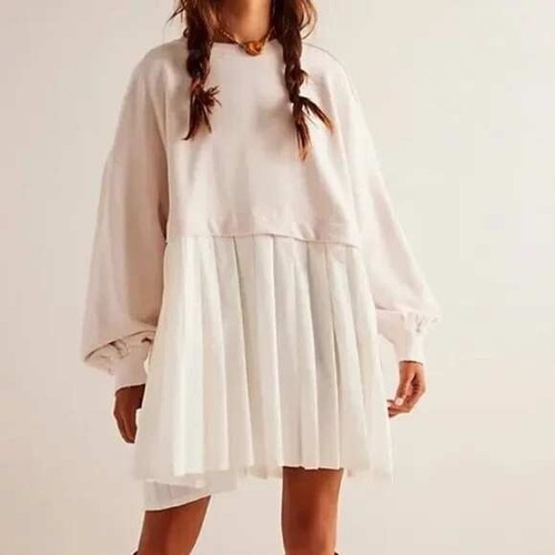 Free People elanor Sweatshirt Kleid Tunika Lagenlook Langarm Freizeit Large
