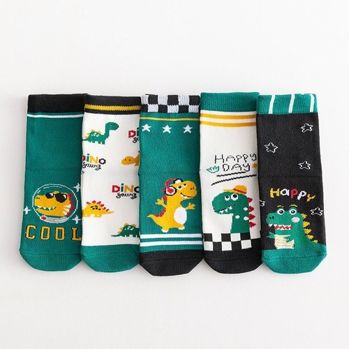 5 Pairs Kids Boys Girls Cotton Warm Breathable Soft Dinosaur Children Socks - Picture 2 of 10