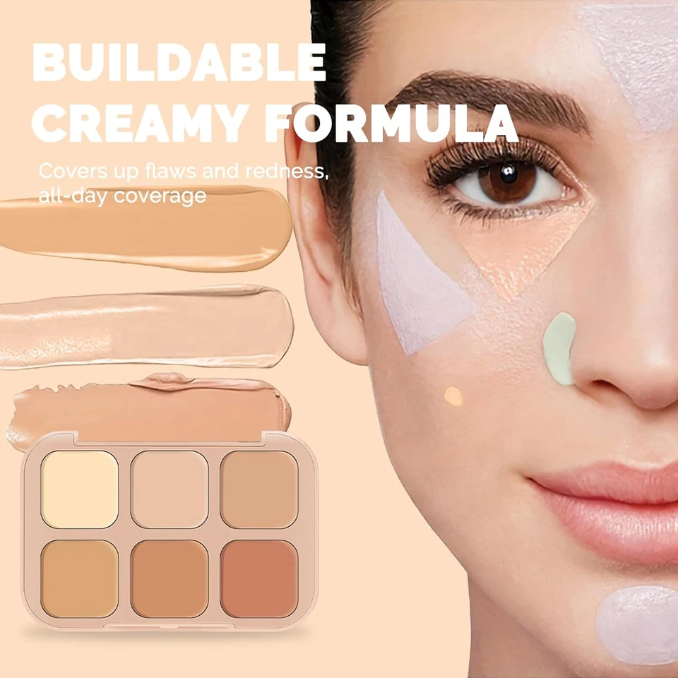 6 Farben Concealer Abdeckcreme Camouflage Palette Mit 11 Stück Kosmetikpinsel, C - Bild 4 von 4