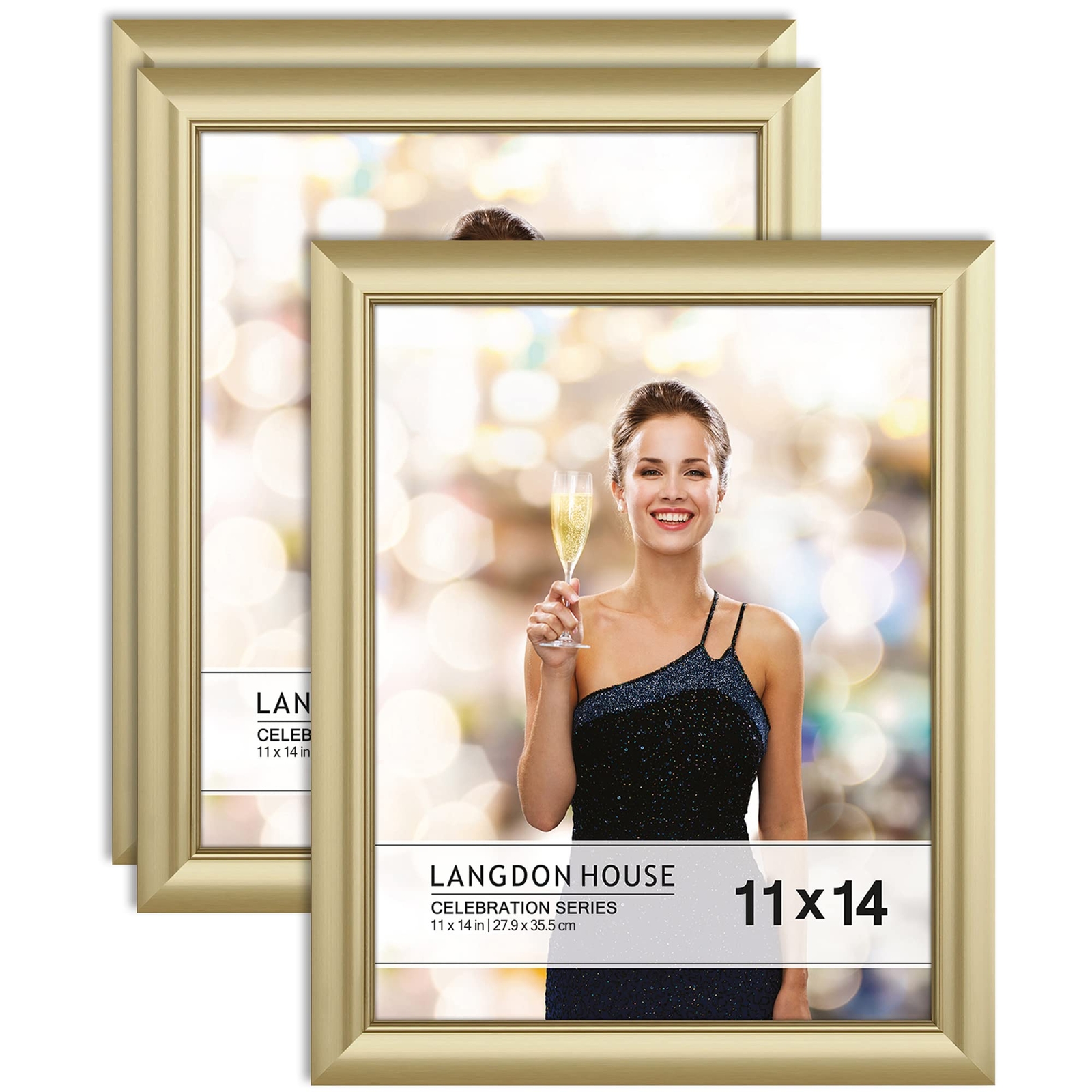 11x14 Picture Frames (Gold, 3 Pack), Contemporary Glam Photo Frames 11 x 14, ...-image