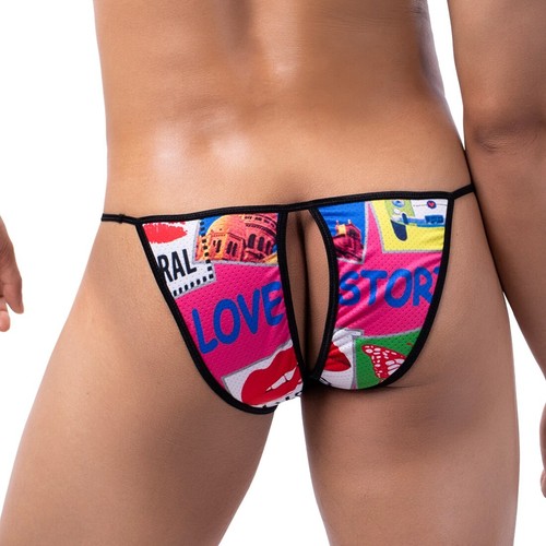 Herren Netz Bedruckt Rückenausschnitt Slip Unterwäsche Sexy Mini Bikini Unterhose M-XL - Bild 92 von 99