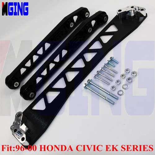 BWR Billet Rear Lower Control Arm Subframe Brace FOR 96-00 Honda Civic EK Black - Picture 2 of 6