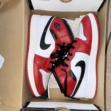 Jordan Air Jordan 1 Mid GS Unisex Kids Leather Mid-Top Red/White/Black 7Y