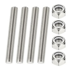1/2"-13 UNC Fully Threaded Rod 3.54" Length Right Hand Thread with Nuts 2Pcs