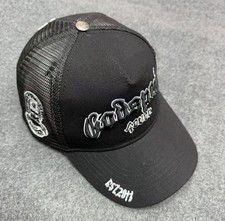 Black Trucker Hat Mesh Back Embroidered Logo Eye Patch One Size Unisex