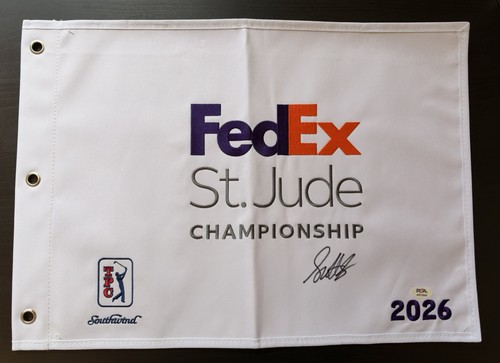 Scottie Scheffler Signed 2026 FedEx St Jude Championship Golf Flag PSA DNA COA 