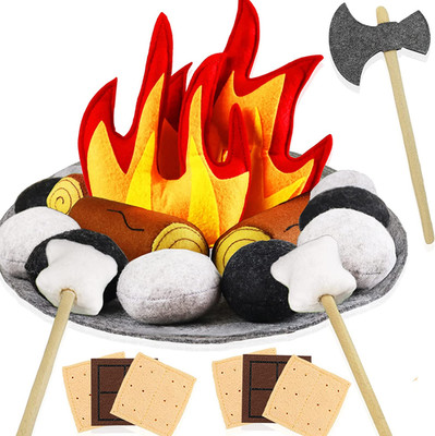 23 PCS Pretend Campfire Toys, Kids Plush Felt Play Campfire Playset Safe Fake Fi