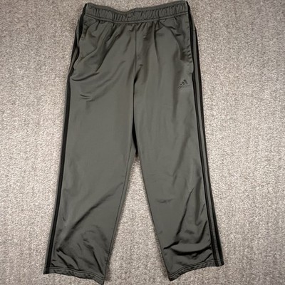 Adidas Track Pants Mens Medium Shiny Grey Essential Warm-Up 3-Stripes Soccer