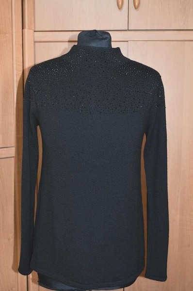 Women Hallhuber Sweater Black Wool 36 / S / 44 #916A