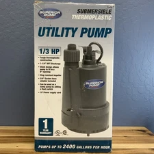 Superior Pump 1/4HP Thermoplastic Submersible Utility Pump with 10' Cord 1800GPH