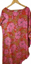 ASHER Lightweight ASymmetrical  Hem Floral Dress Dolman Sleeves Shift Style 