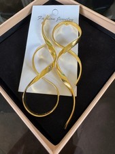 NEW Gold Drop Earrings Knot Design Modern Dangle Tarnish-Resistant