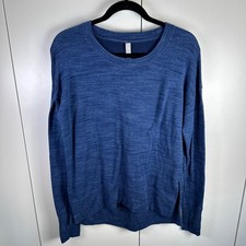Athleta Womens XS Blue Heathered Crew Neck Long Sleeve Sweatshirt Sport Luxe