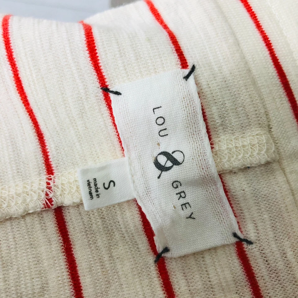 Camisa para mujer Lou & Grey a rayas fuera del hombro mezcla de algodón talla pequeña Foto 3 de 4