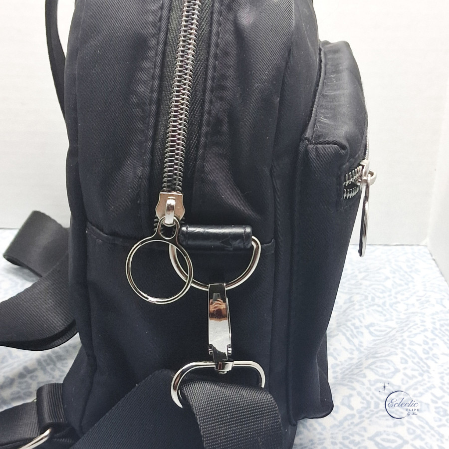 No Boundaries Black Nylon Mini Backpack Purse Con… - image 2