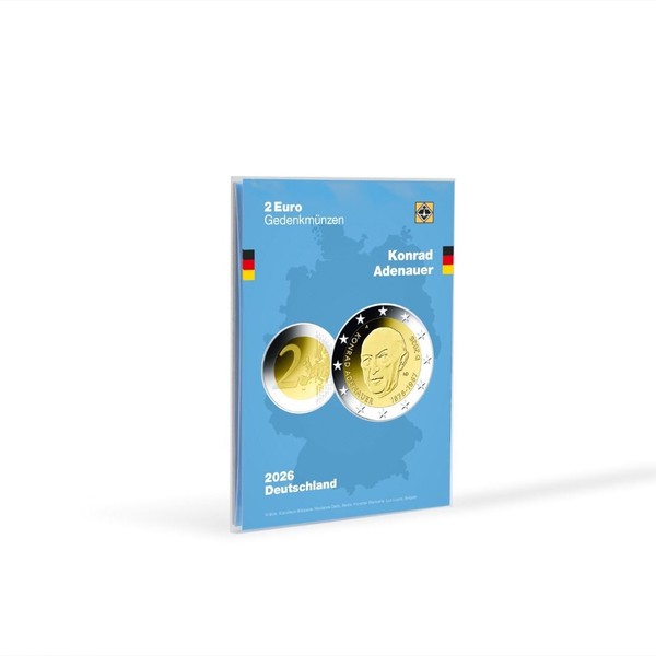 Leuchtturm MüNzkarte FüR 5 Dt. 2-Euro-MüNzen „Konrad Adenauer“ 374372 Neu-image