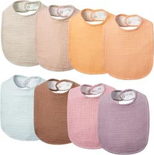 Lilian&Gema Baby Bibs 8 Pack Drool for Unisex 0-24 Months, White 