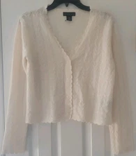 House Of Harlow 1960 100% Cashmere Open Weave Cardigan Sweater NWOT IVORY    M