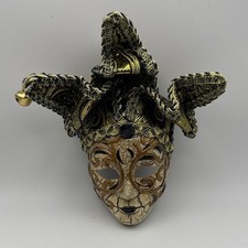 Venetian-Inspired New Orleans Mardi Gras Jester Mask Ornament Black Gold