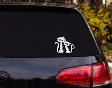 Two Cats Silhouette Cartoon Affectionate Pair Vinyl Decal Sticker Car Window