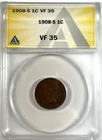 1908-S 1c Indian Head Cent Coin ANACS VF35 **Better Date**