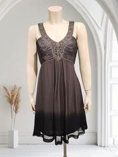 Nwt SUE WONG Nocturne Silk Beaded Jeweled Ombre Cocktail Dress Gray Black 4