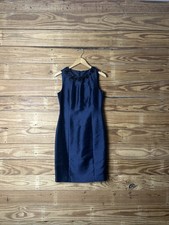 Talbots Sleeveless Navy Dress Heavily Beaded Neckline Cocktail Or Formal Size 2 