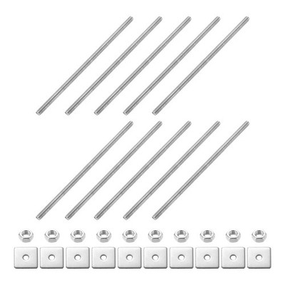 10Pcs Fully Threaded Rod, M3 x 75mm 304 Stainless Steel with Nuts Washers