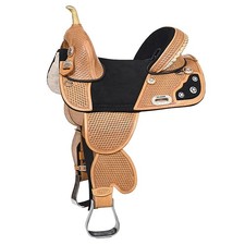 HILASON Western Horse Treeless Trail Barrel Saddle American Leather  for Horses