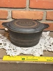Rare Vintage Pyrex Black Brown Terra Striped 474-B 1.5 Quart Bakeware With Lid