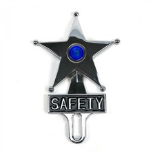 Vintage Style Safety Star With Blue Glass Jewel Center Lights Up