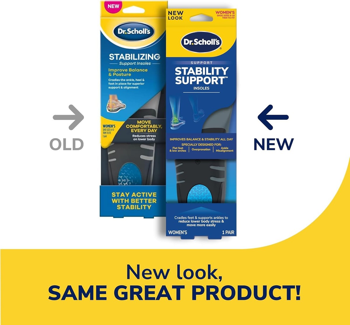 Scholl's Stability Support Insoles, Flat Feet Overpronation