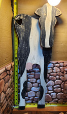 VTG Wood Hand Painted Cow Heart Porch Stander Primitive Folk Art Wall Decor 24"T