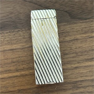 Dunhill Silver-Tone Collectible Lighter with Diagonal Stripes and Striped Design