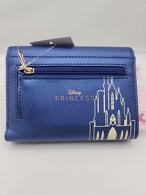 Disney Princess Castle Trifold Wallet Bioworld Blue NWT