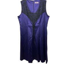 Eplisse Purple Satin Evening Dress Black Floral Lace Bodice Midi Zip Whimsygoth