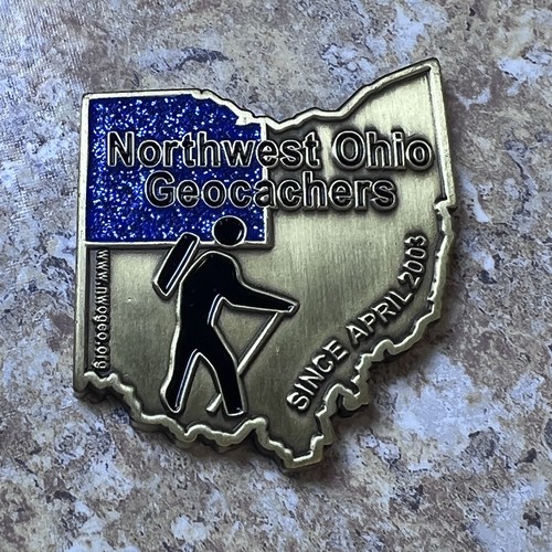 Northwest Ohio Geocachers Geocoin UNACTIVATED Trackable Antique Gold