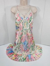 Vintage 80s Victoria  s Secret Gold Label Pastel Floral Lace Pleated Slip M