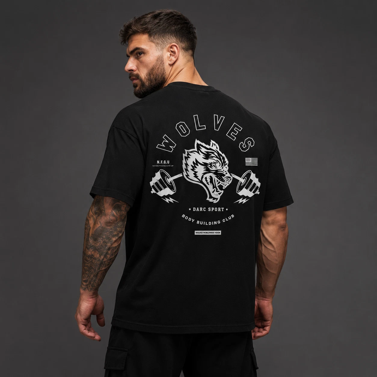 Men's Gym Fitness Bodybuilding Cotton T Shirt Oversized Graphic Streetwear Tee - Picture 3 of 10