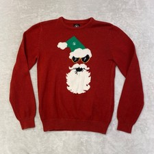 Volcom Kids Ugly Christmas Sweater Santa Graphic Red Long Sleeve Size 10Y