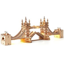 ROBOTIME Tower Bridge 3D Wooden Puzzle LED DIY Model Kit